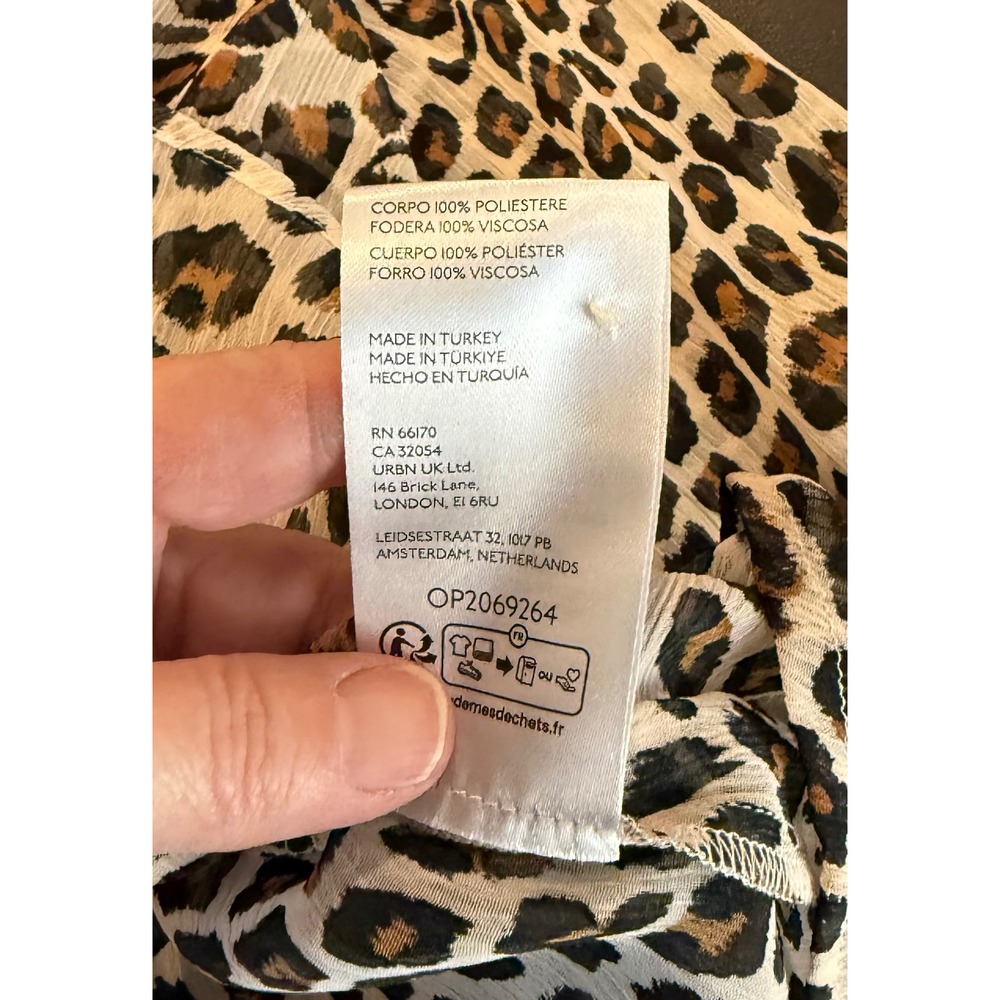 Maeve Small Blouse Brown‎ Leopard Print Sheer Lined Long Sleeve Keyhole Back - Picture 11 of 12